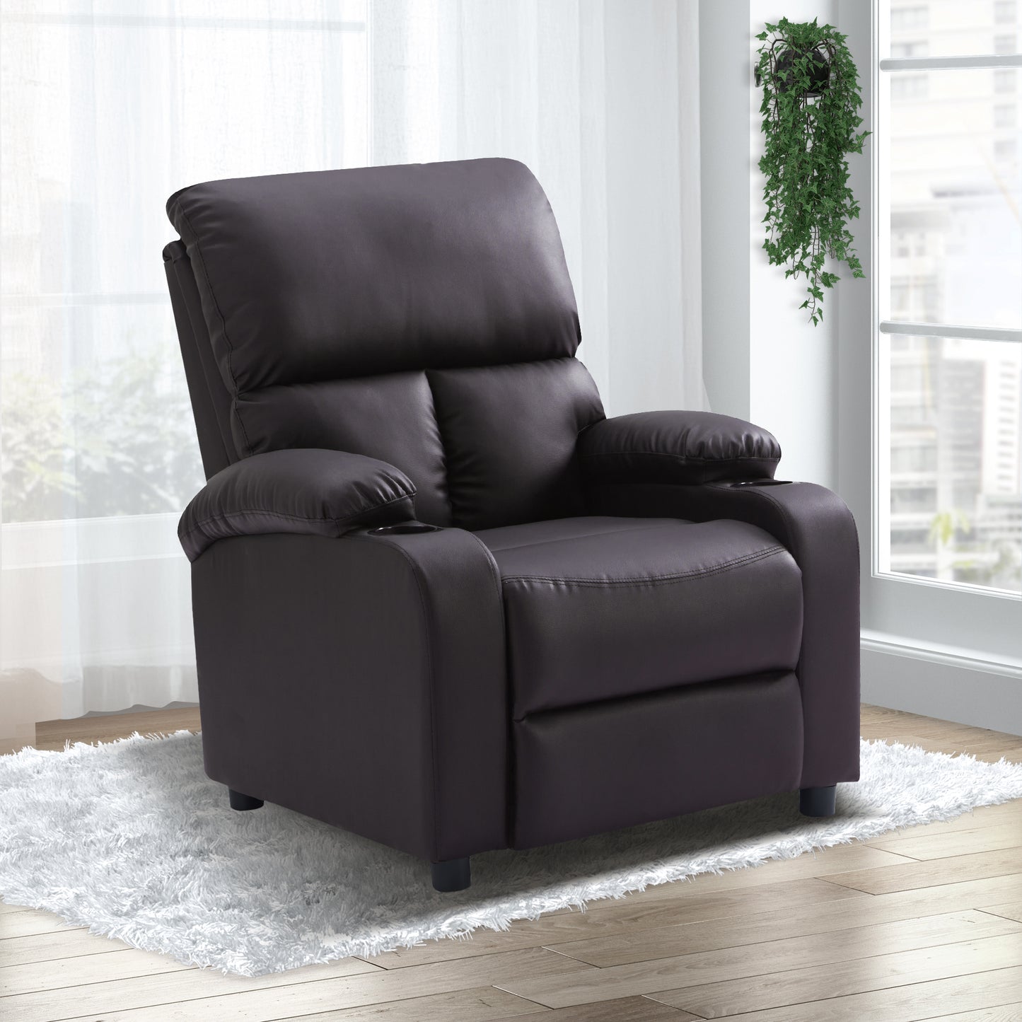 Sillon Reposet Reclinable Individual Tapizado en Simil Cuero