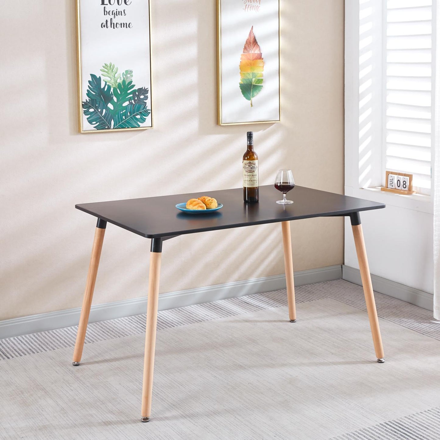 Mesa Negra Rectangular de Madera