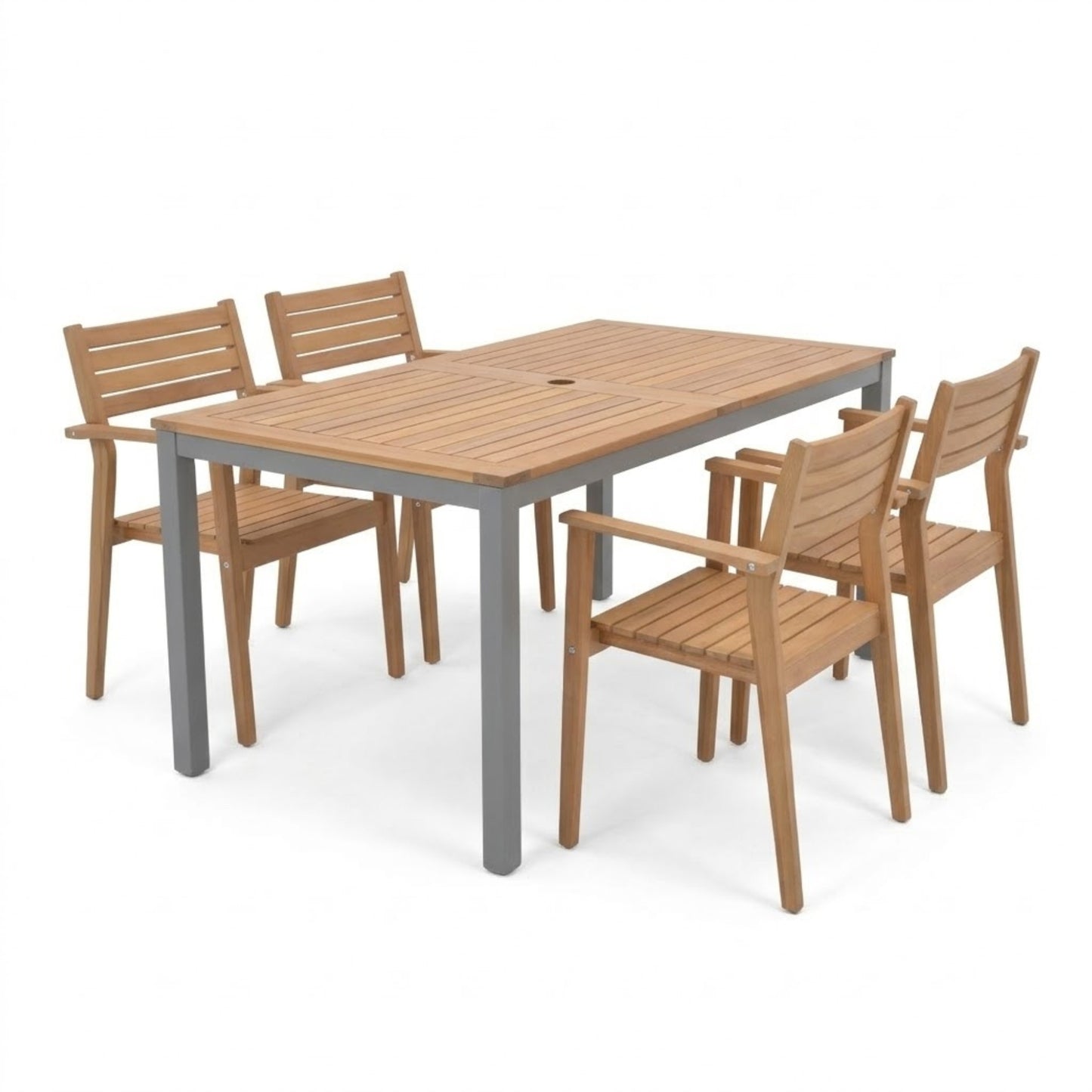 Comedor Exterior de Madera y Aluminio para 4 Personas
