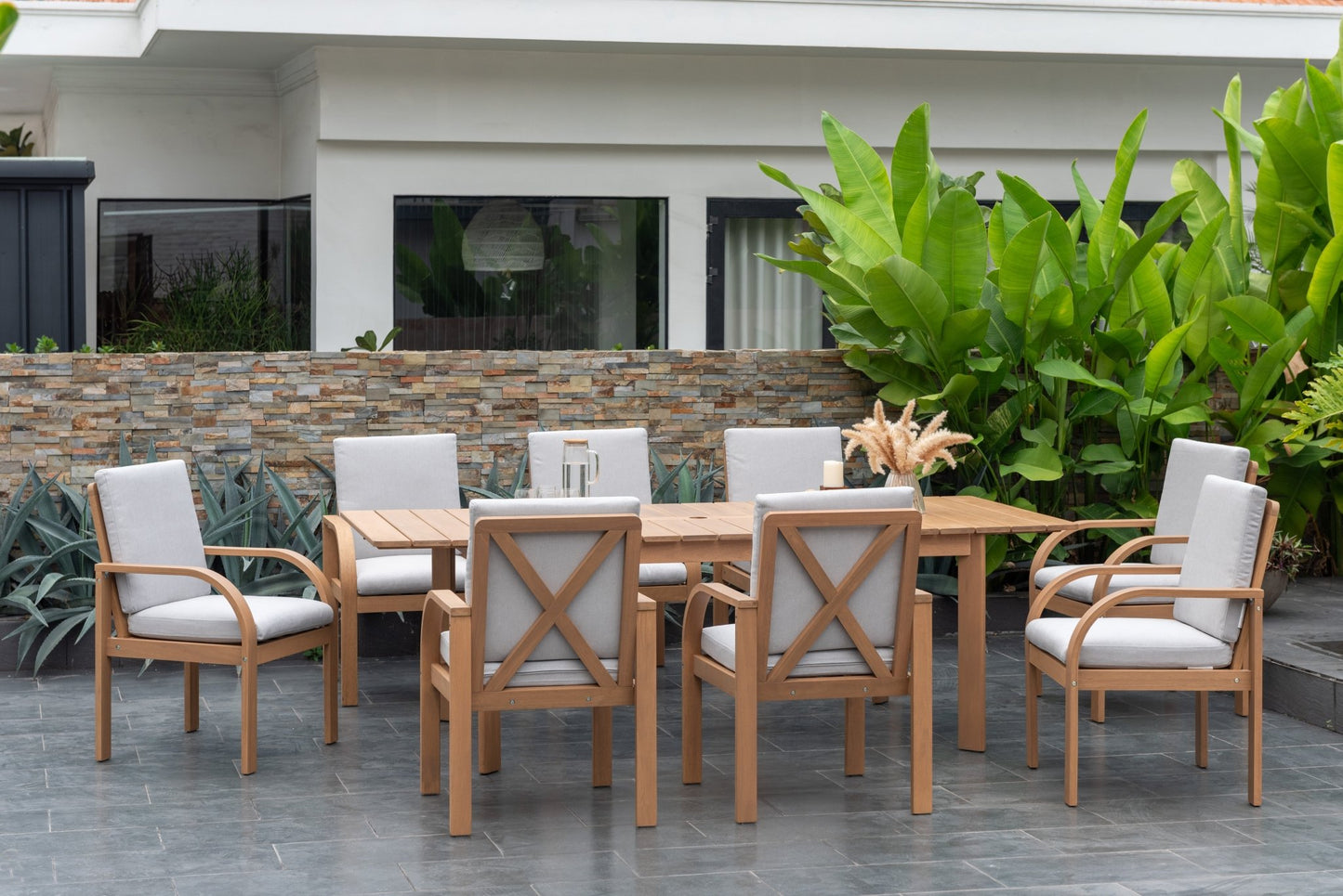 Comedor Extensible Brooke 8 Personas Acabado de Teca