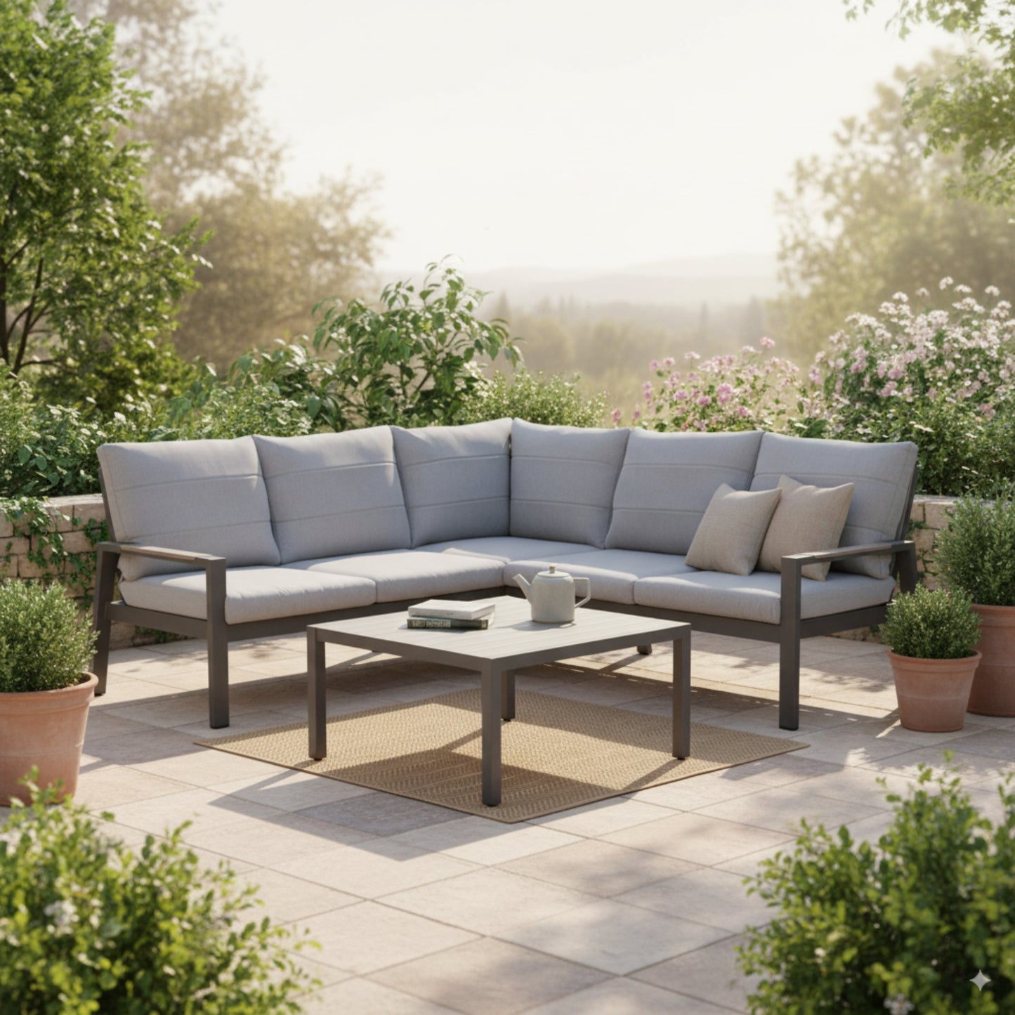 Sala de Exterior Panama de Madera y Aluminio - Gris Claro