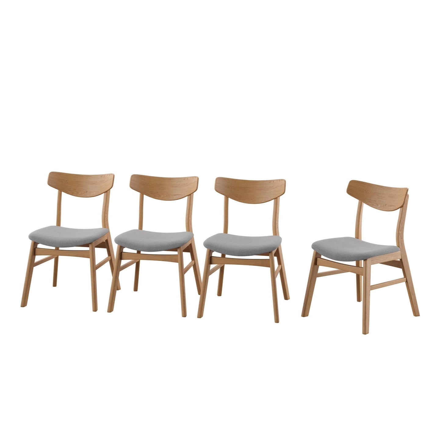 Set de 4 Sillas de Comedor Collino de Madera con Tapizado Gris