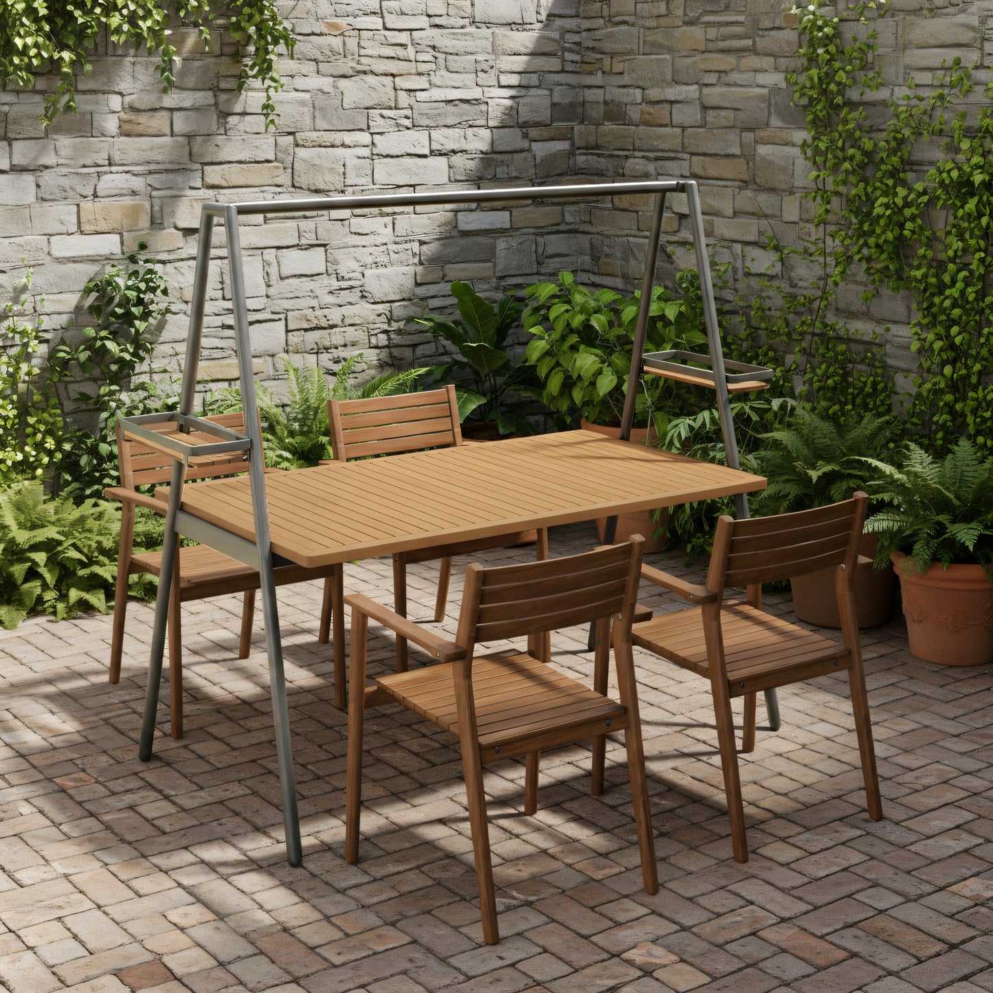 Comedor Exterior con Acabado tipo Teca para 4 personas