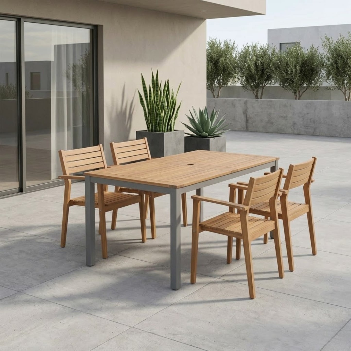 Comedor Exterior de Madera y Aluminio para 4 Personas