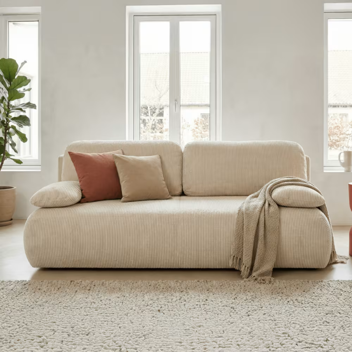 Sofá Cama Gemma Moderno Minimalista con Almacenamiento para 2 Personas