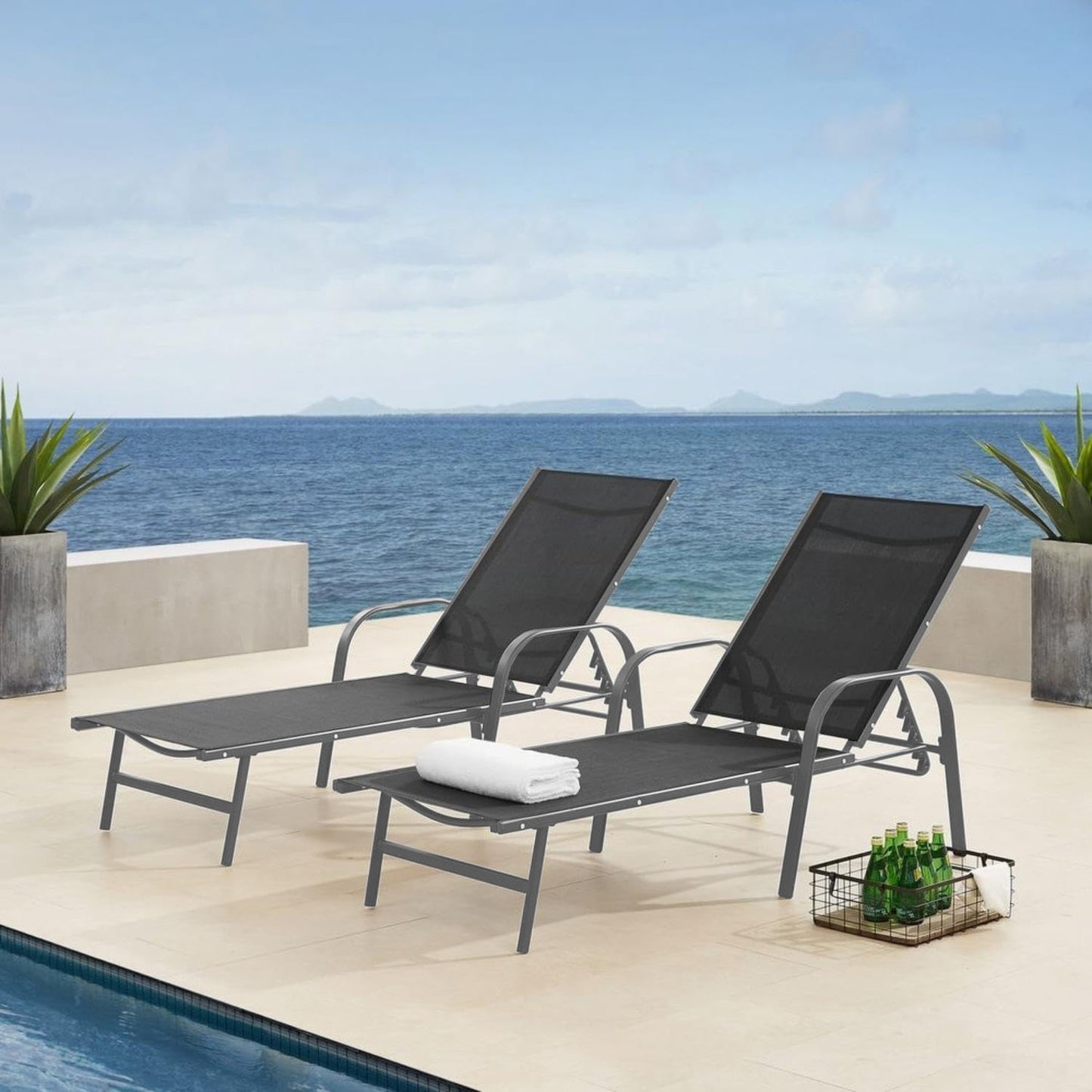Set de 2 Camastros para Alberca y Exteriores de Acero