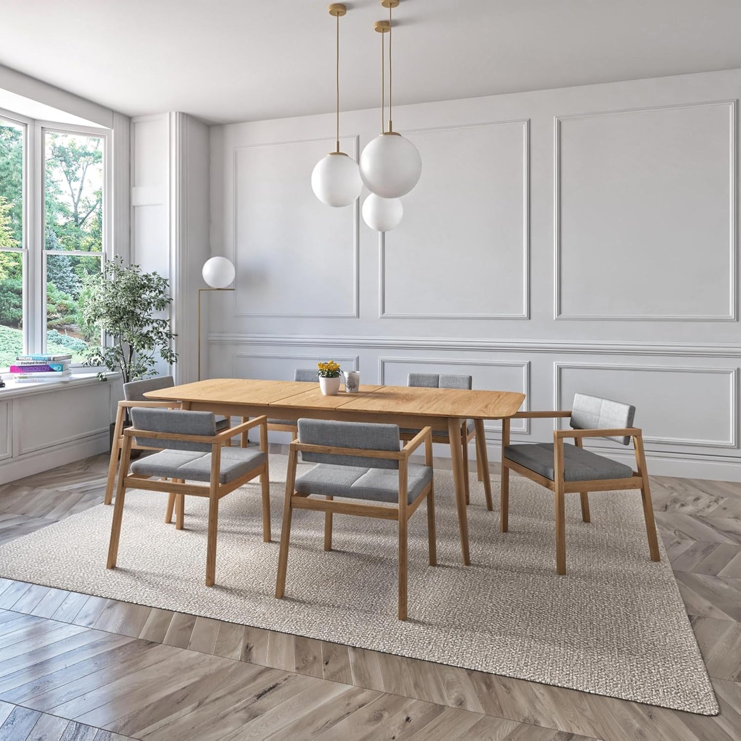Juego de Comedor Extensible Praga de Madera con 6 Sillas
