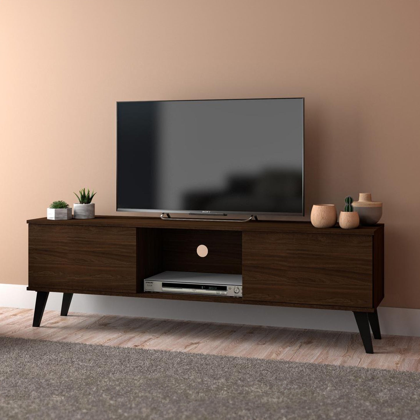 Mueble Rack para TV estilo Moderno roble oscuro
