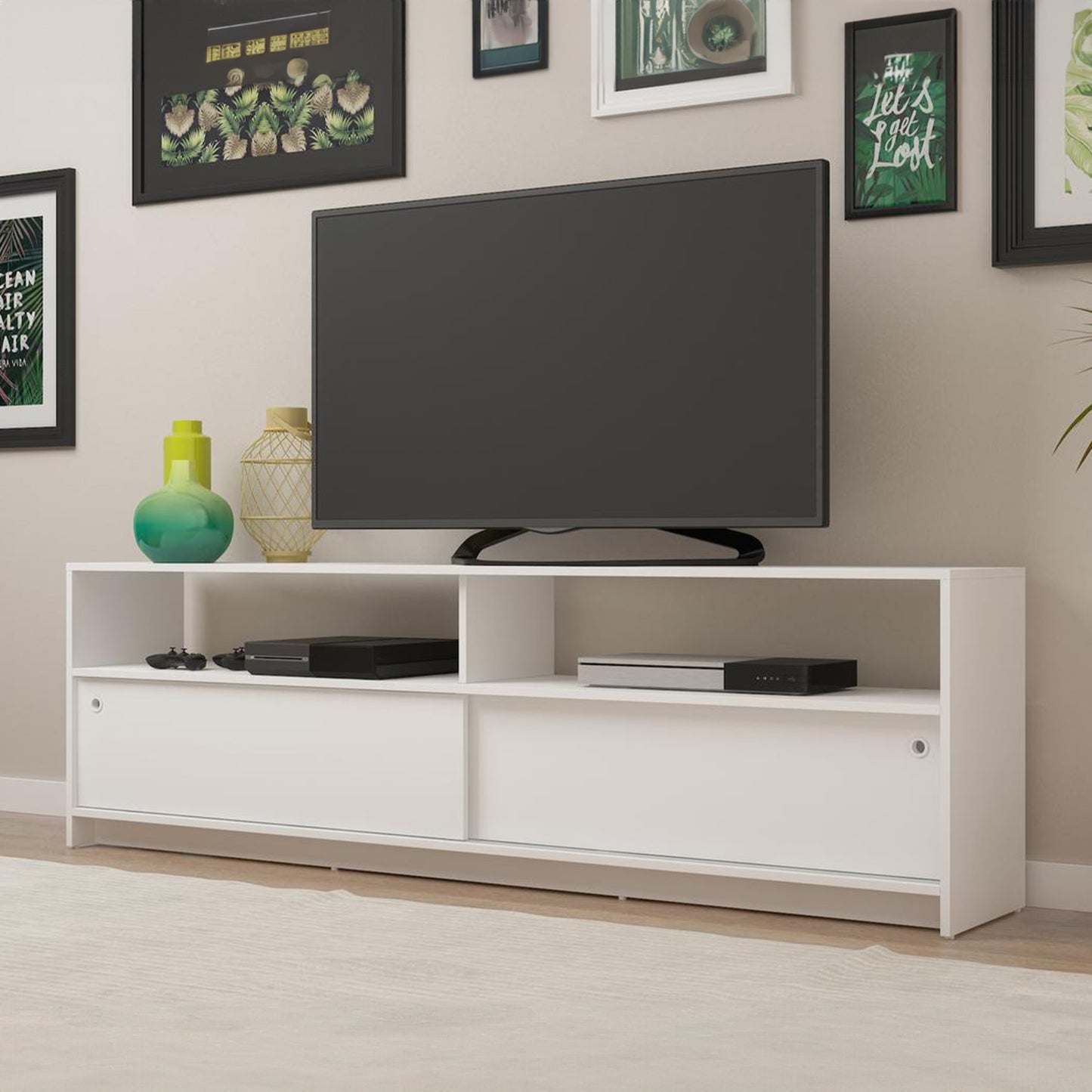 Centro de Entretenimiento blanco mesa TV 60"