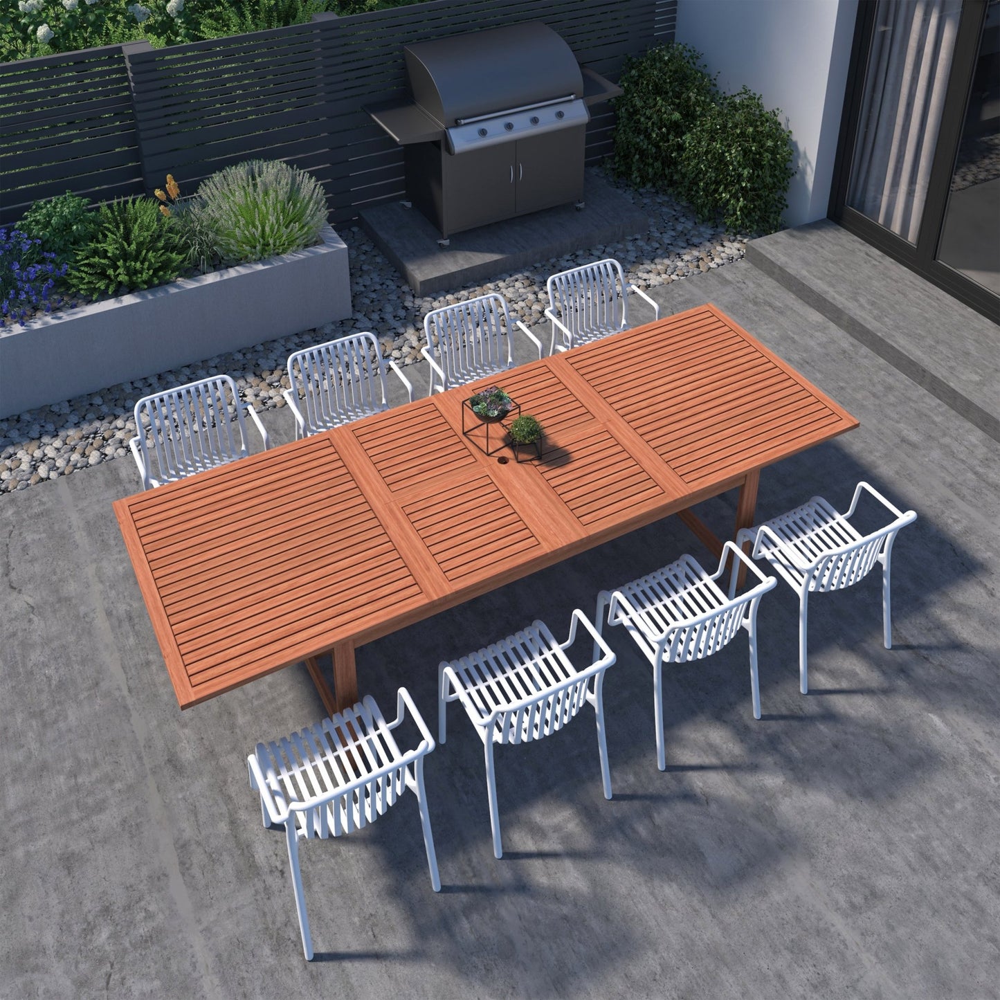 Comedor Extensible Montana con 8 Sillas Plasticas