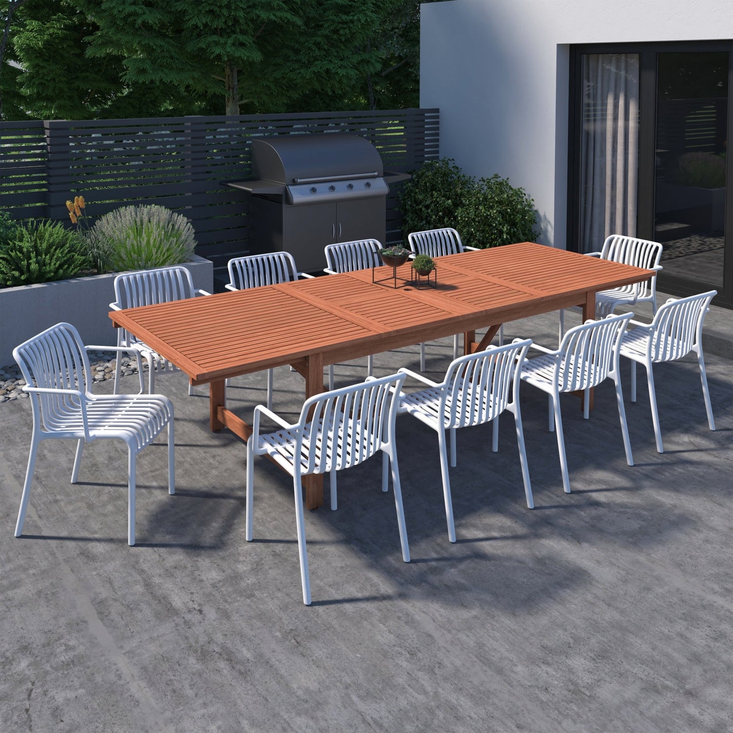 Comedor Extensible Montana de Madera con 10 Sillas Plasticas