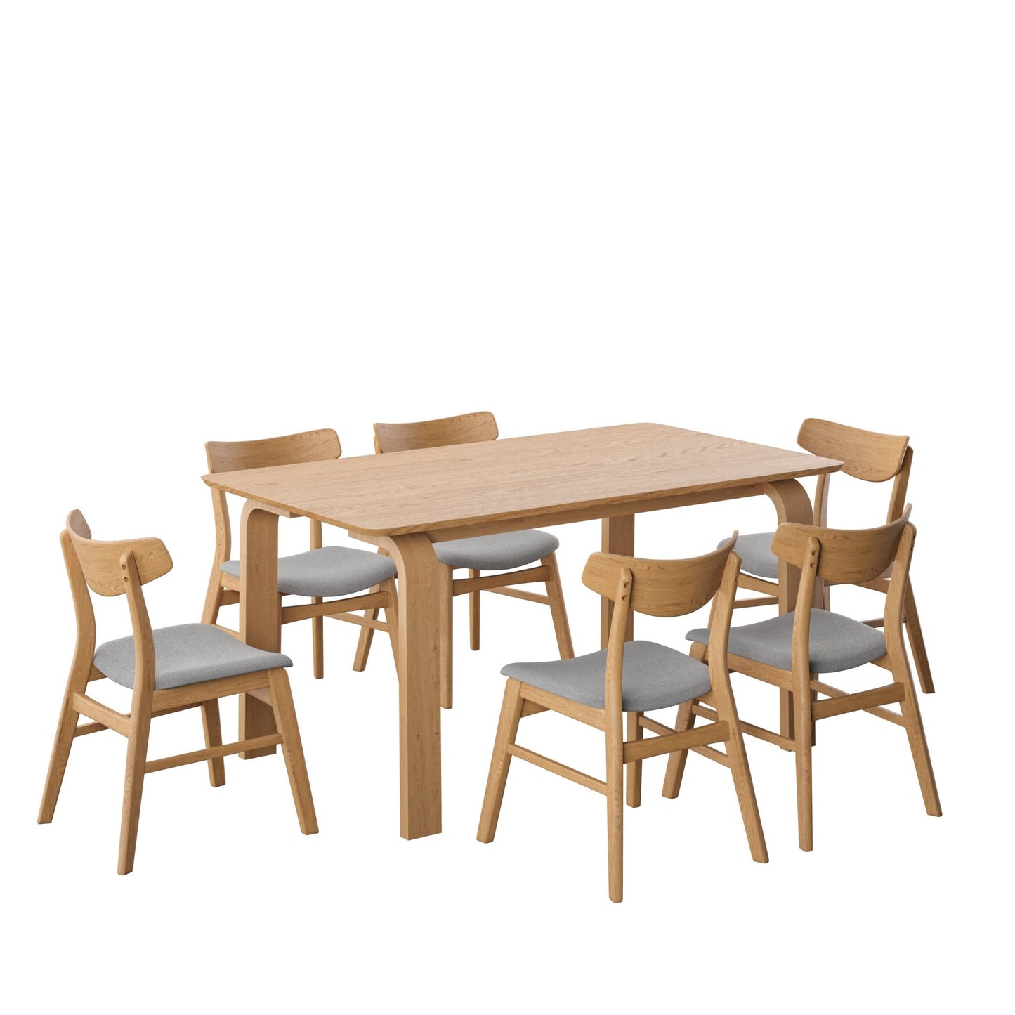 Juego de Comedor Atenas de Madera con 6 Sillas Tapizadas