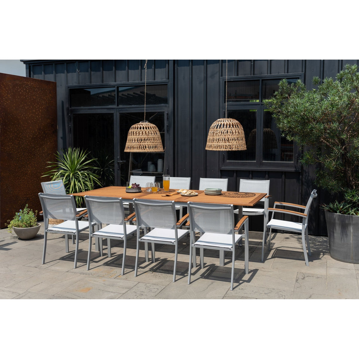 Comedor Extensible Tagula de Exterior con 8 Sillas de Madera y Aluminio