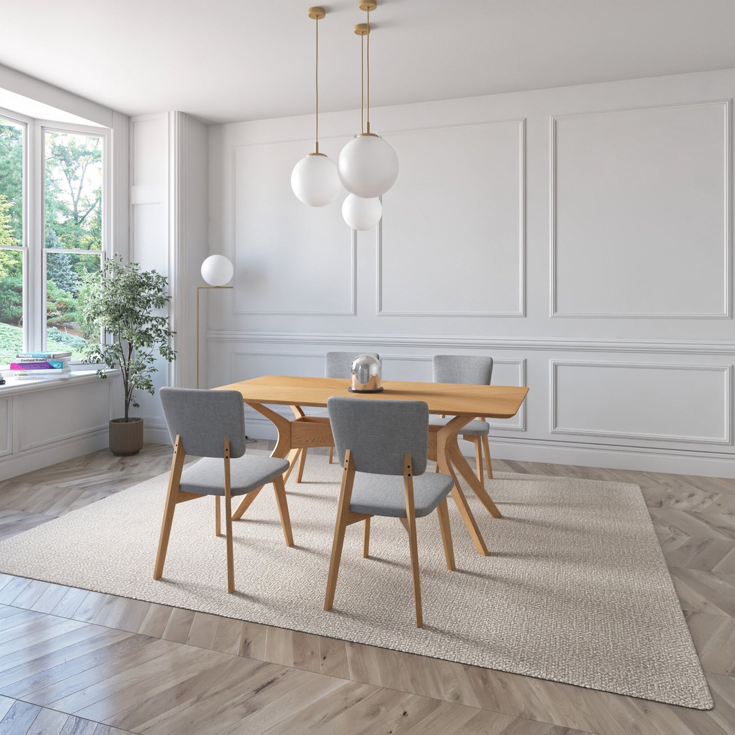 Juego de Comedor Aspen de Madera con 4 Sillas Tapizadas