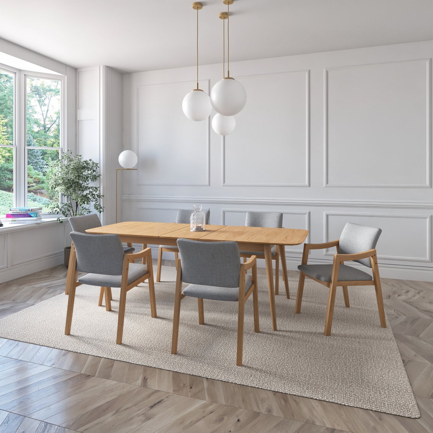 Juego de Comedor Extensible Seul de Madera con 6 Sillas