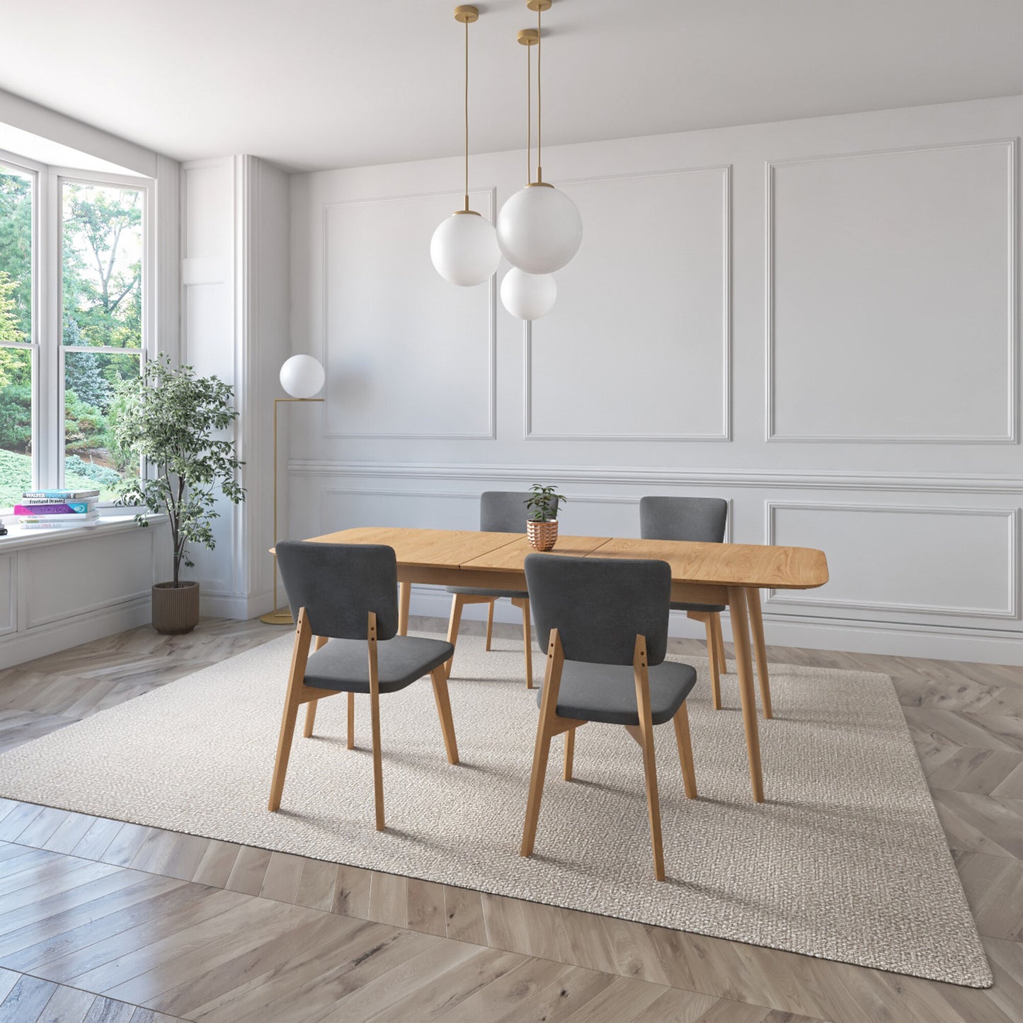 Juego de Comedor Extensible Rio de Madera con 4 Sillas
