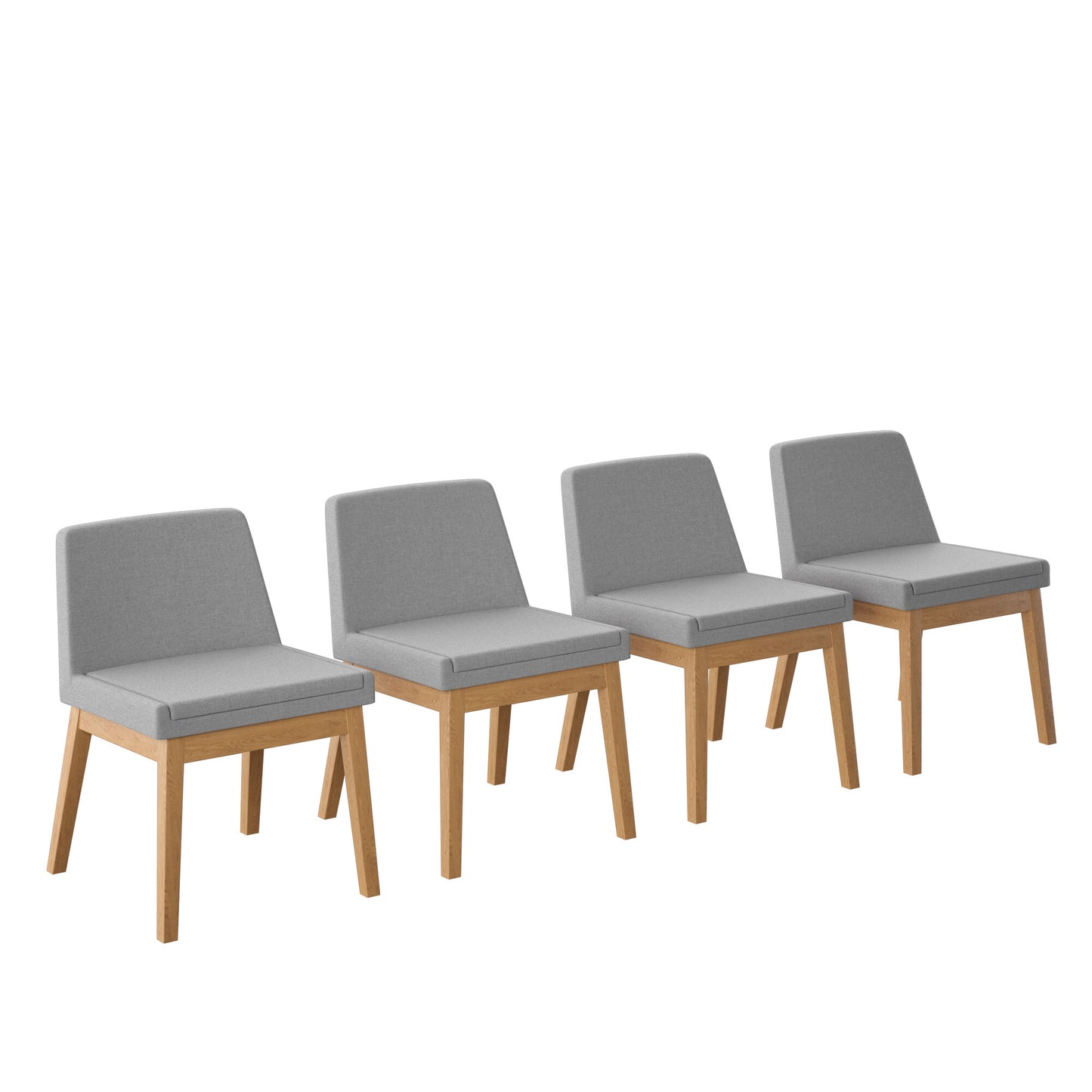 Set de 4 Sillas de Comedor Adel de Madera con Tapizado Gris