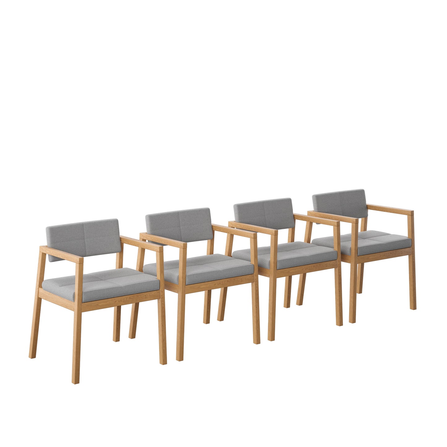 Set de 4 Sillas de Comedor Gin de Madera con Tapizado Gris