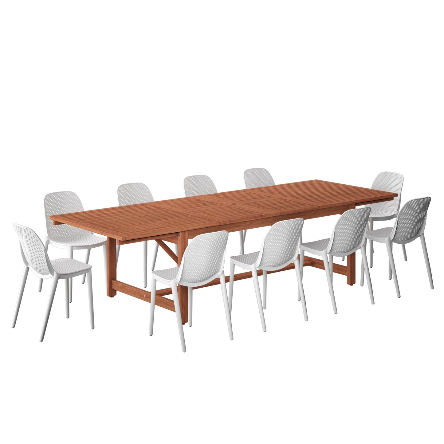 Comedor Extensible Saigon de Madera con 10 Sillas Plasticas
