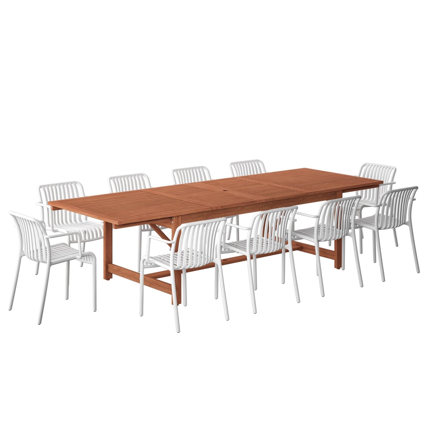 Comedor Extensible Montana de Madera con 10 Sillas Plasticas