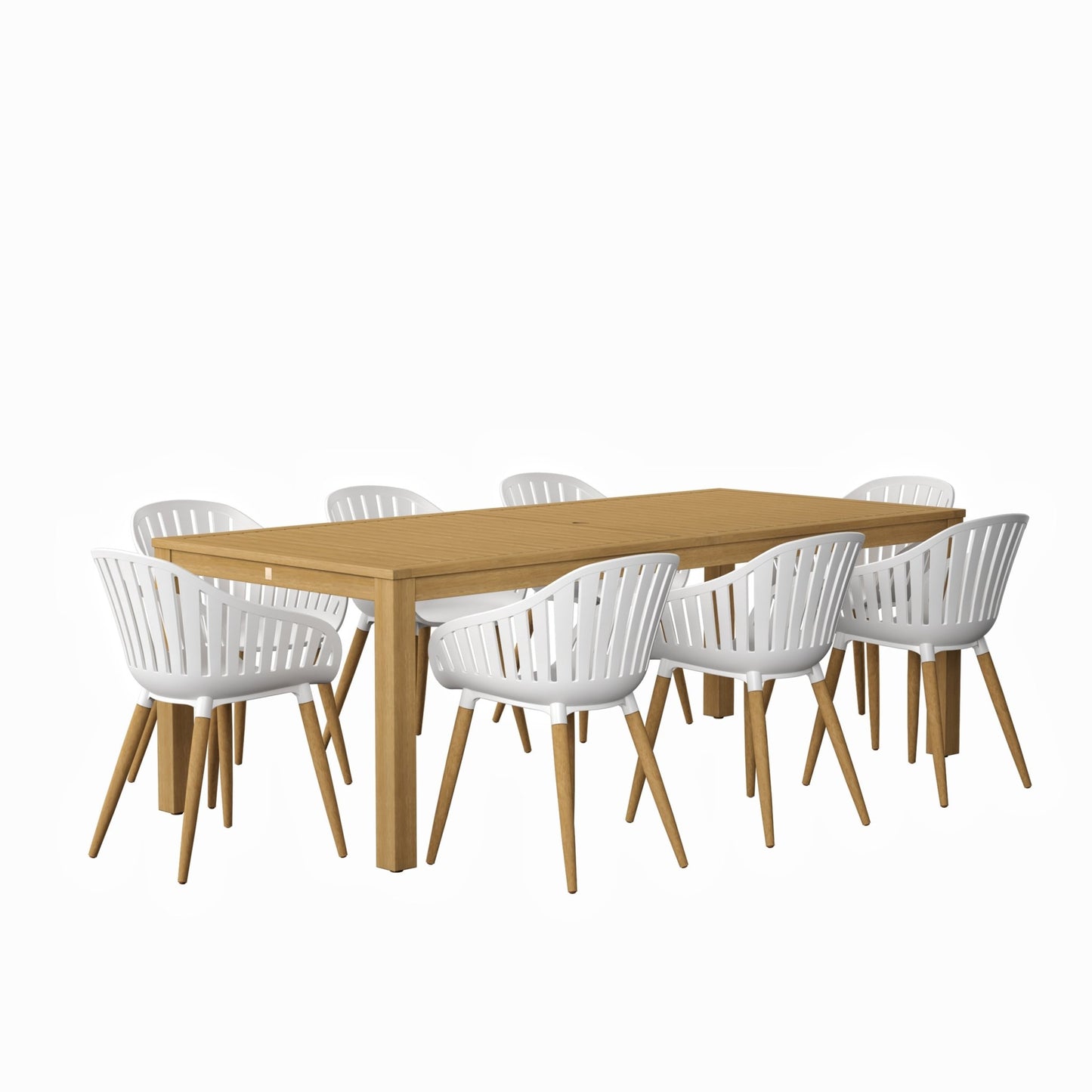 Comedor de Exterior Mykonos con 8 Sillas de Madera con Acabado de Teca