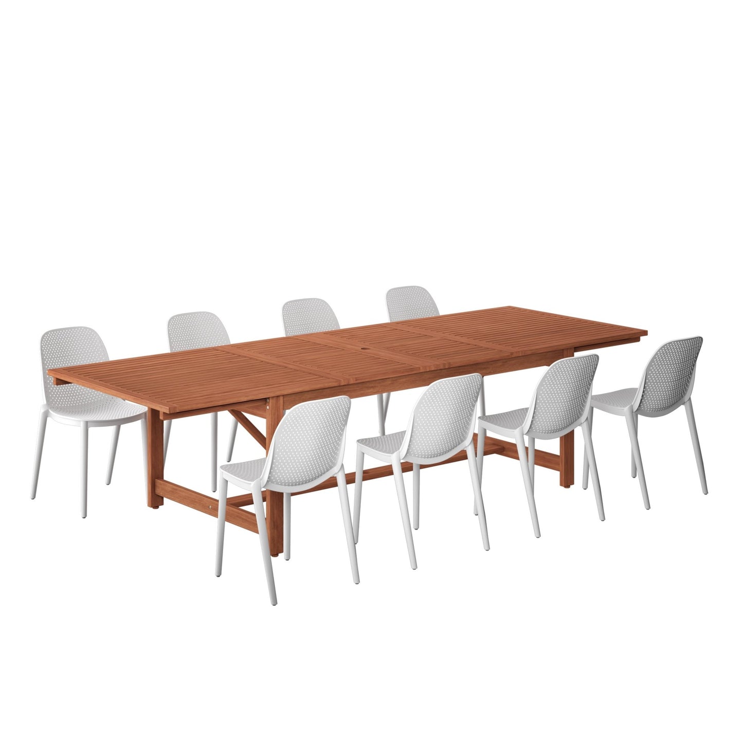 Comedor Extensible Saigon de Madera con 8 Sillas Plasticas