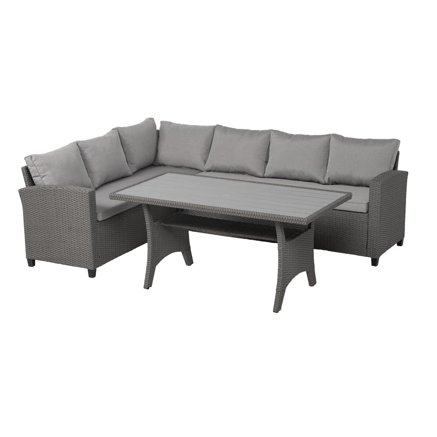 Set Patio Jardin 2 Sofás y Mesa Rattán Gris