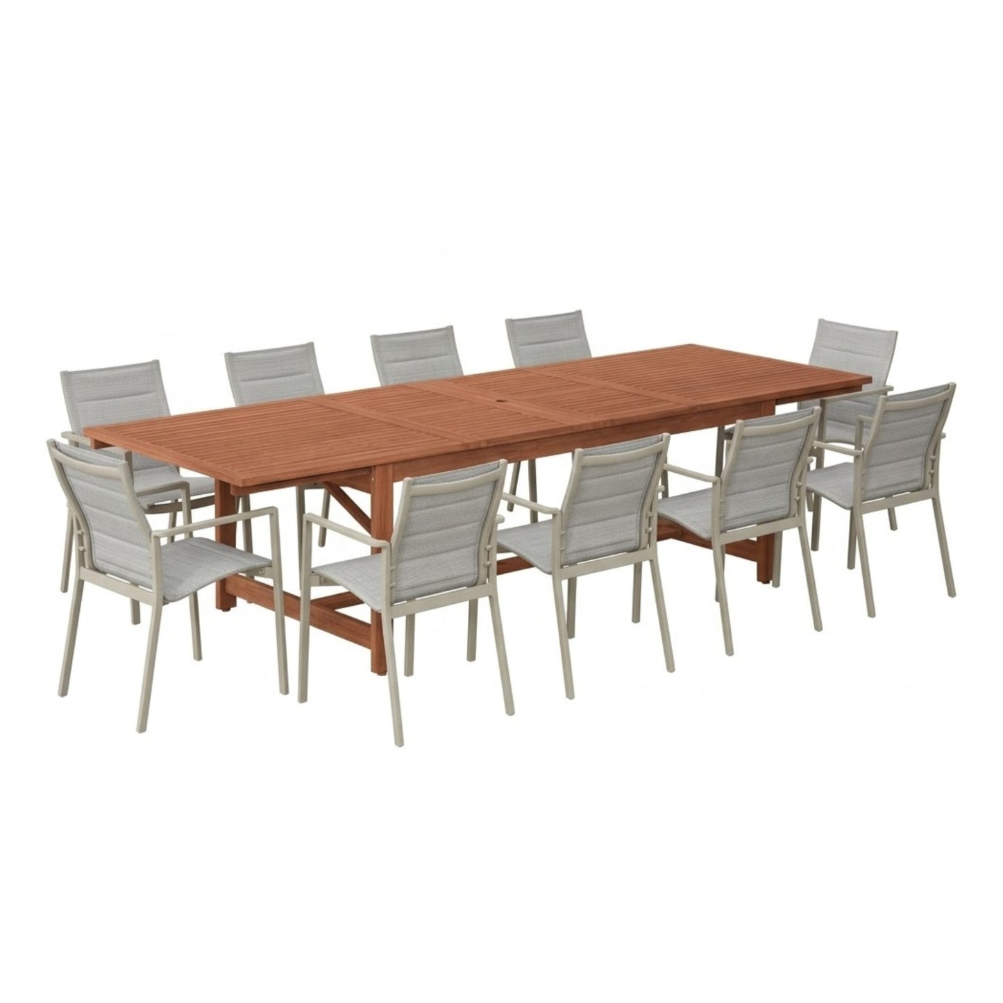 Comedor Extensible Urbanite 10 Sillas Aluminio y Madera