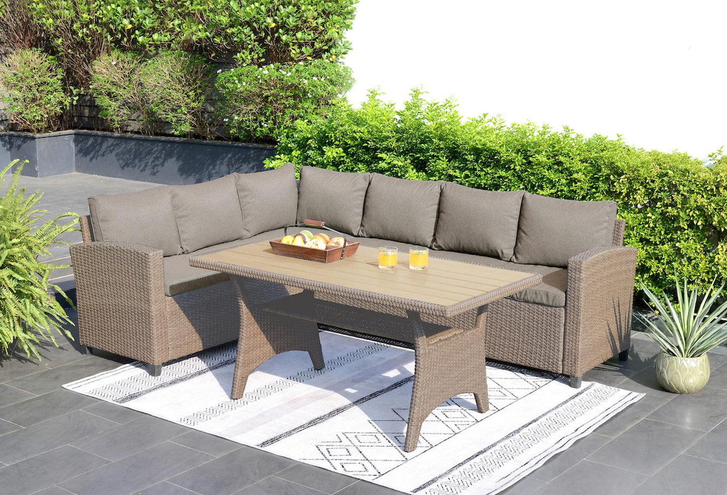 Set Patio Jardin 2 Sofás y Mesa Rattán Beige