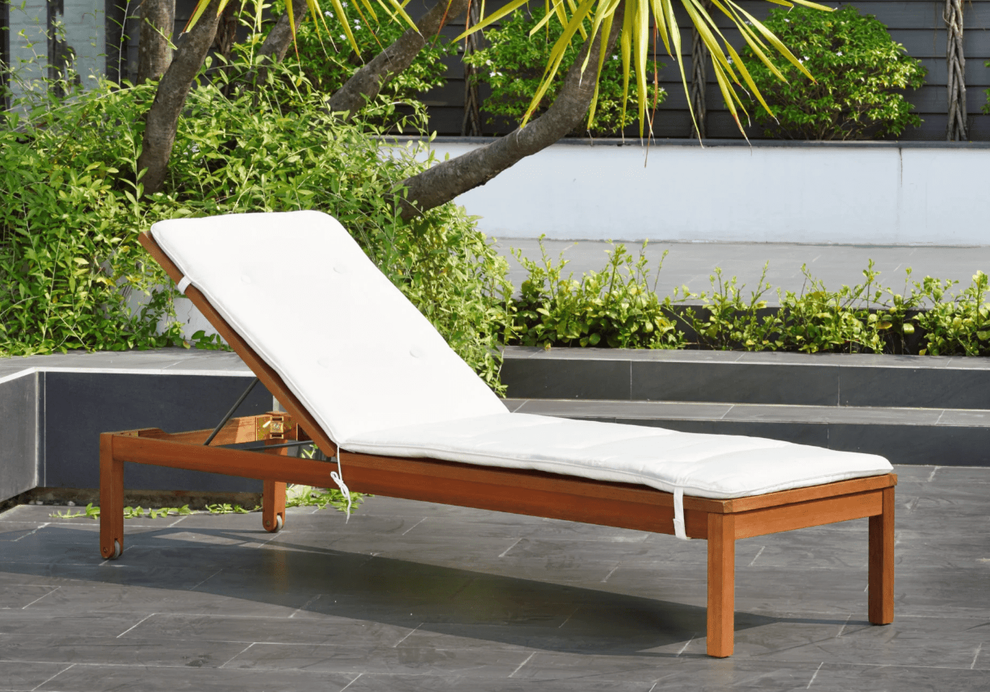 Camastro Washburn de Madera con Cojin para Jardin y Exterior